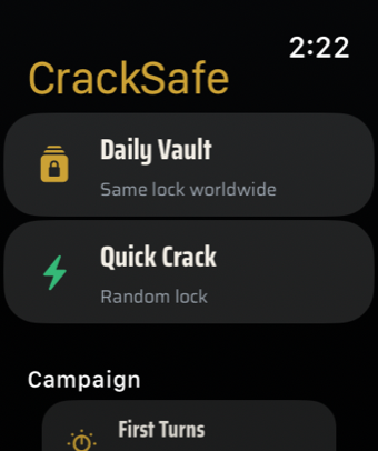 CrackSafe Apple Watch result screen
