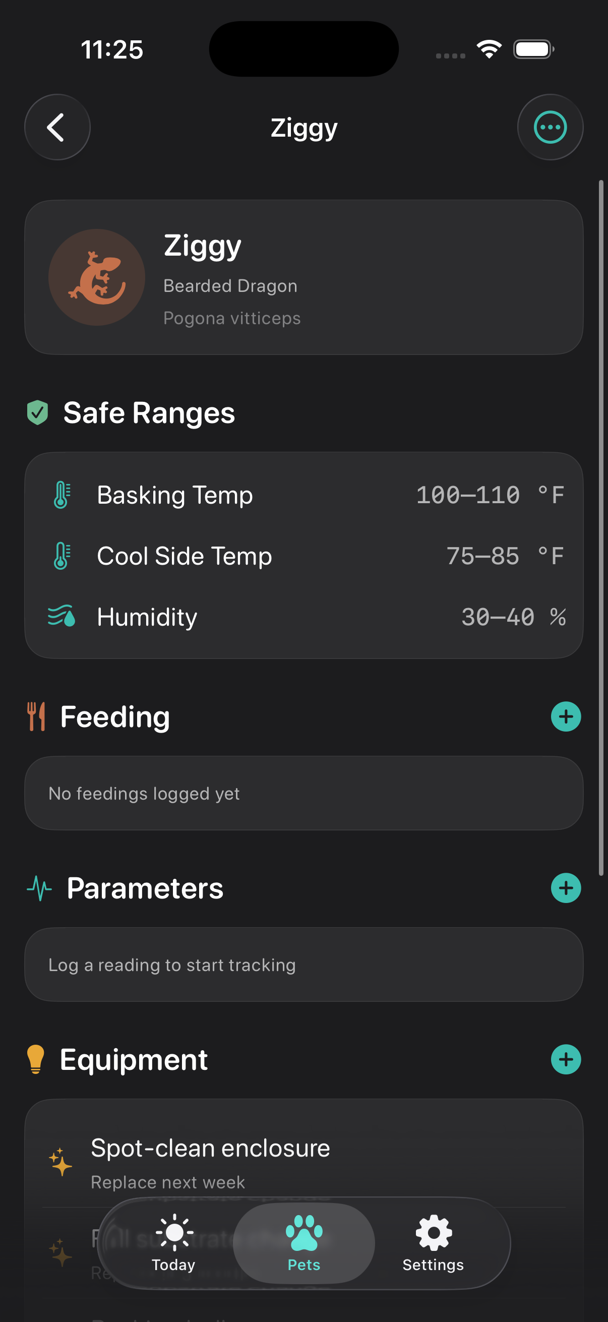 Parameter trend chart with safe-range bands