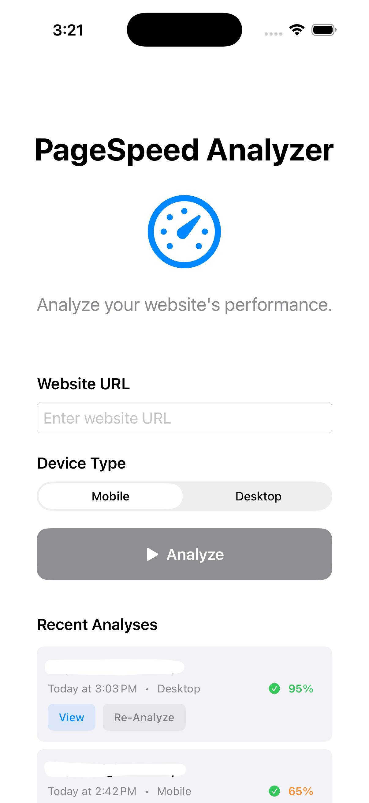 PageSpeed Analyzer app