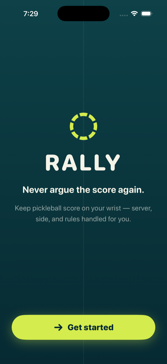 Rally welcome screen: never argue the score again