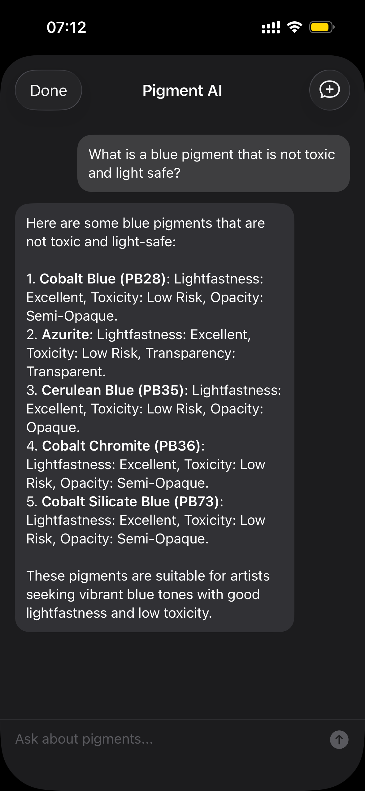 AI pigment expert chat