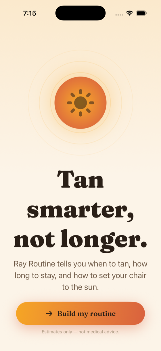Welcome screen: Tan smarter, not longer