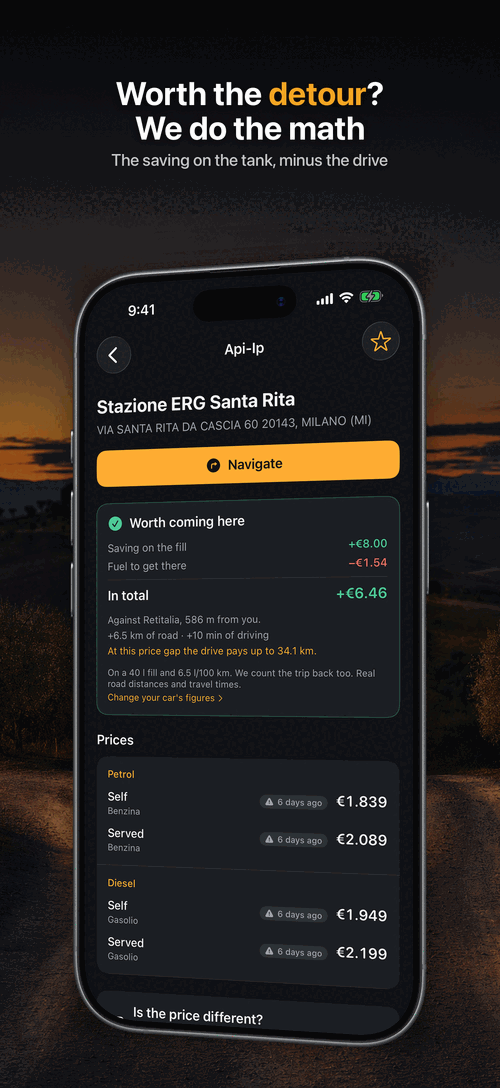 Station page working out whether the detour pays for itself