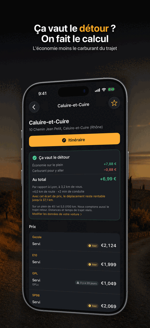 Fiche d'une station calculant si le détour est rentable