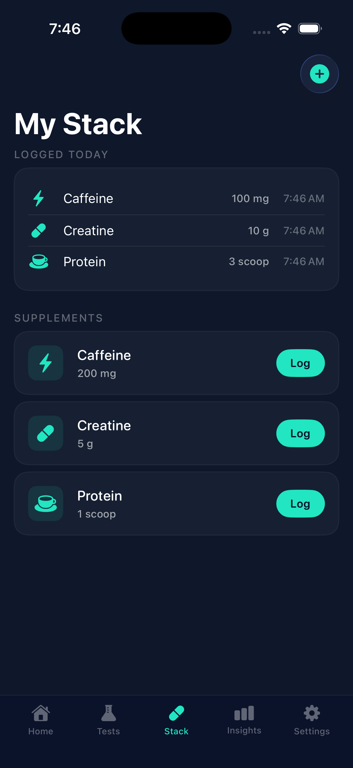 StackLab supplement stack tracking