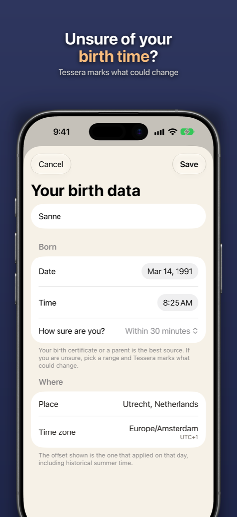 Birth time uncertainty window