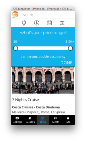 cruiseable app price range slider