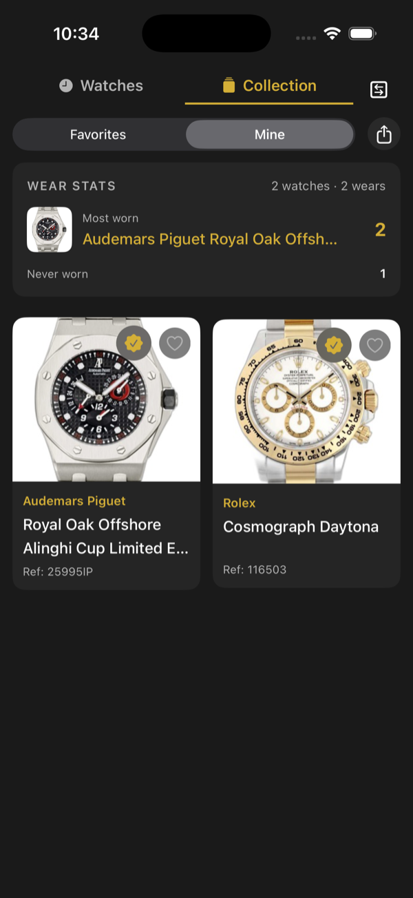 Horology Database owned collection and wear log